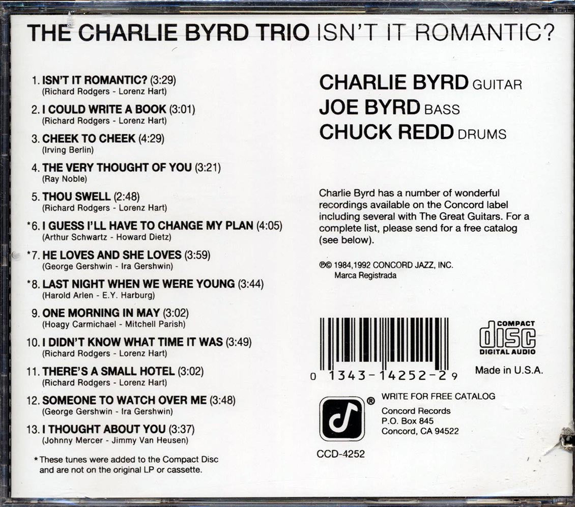 Charlie Byrd Trio - Isn't It Romantic (marked/ltd stock)