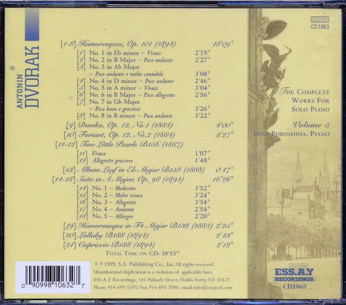 Dvorak, Inna Poroshina - The Complete Works For Solo Piano Volume 5