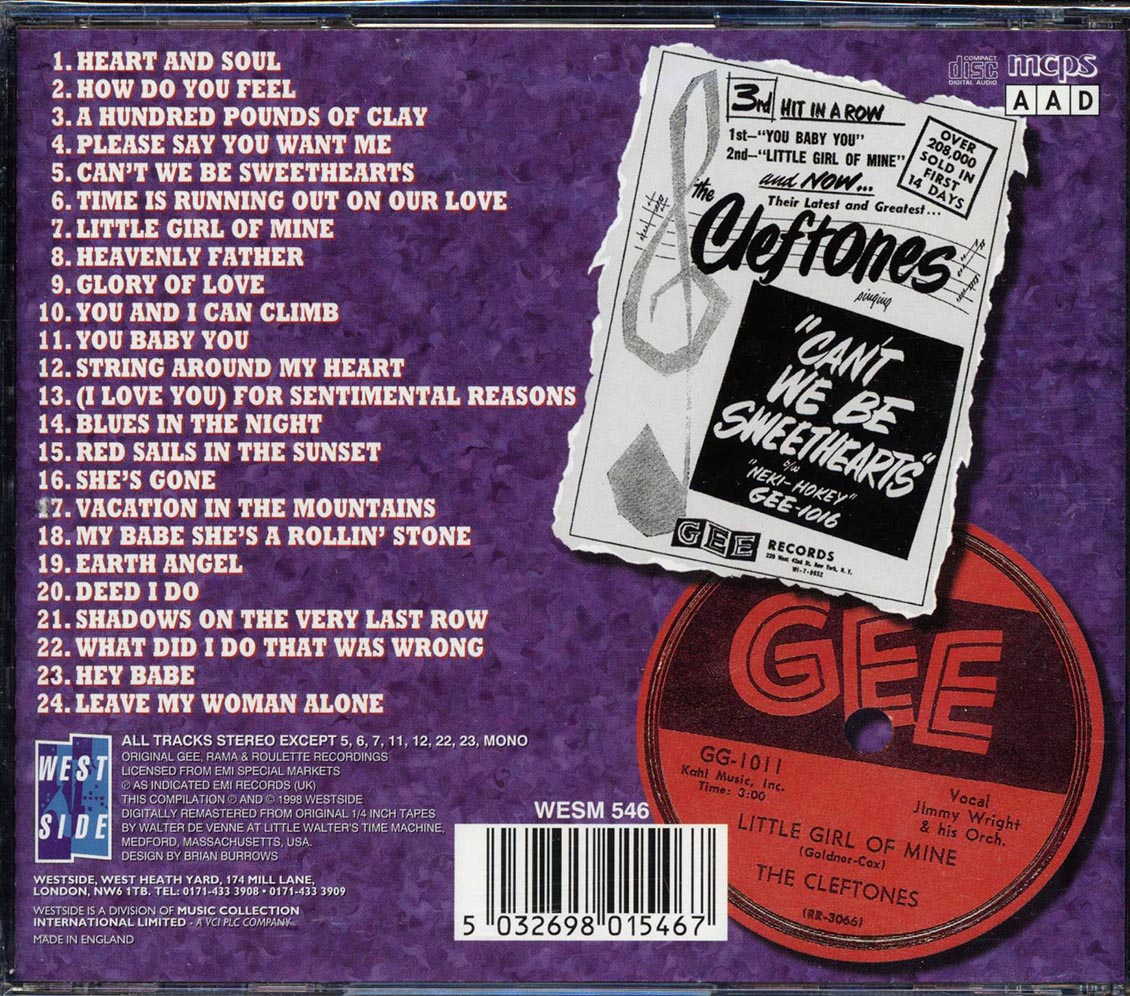 The Cleftones - Heart And Soul + For Sentimental Reasons (2 albums on 1 CD) (24 tracks)