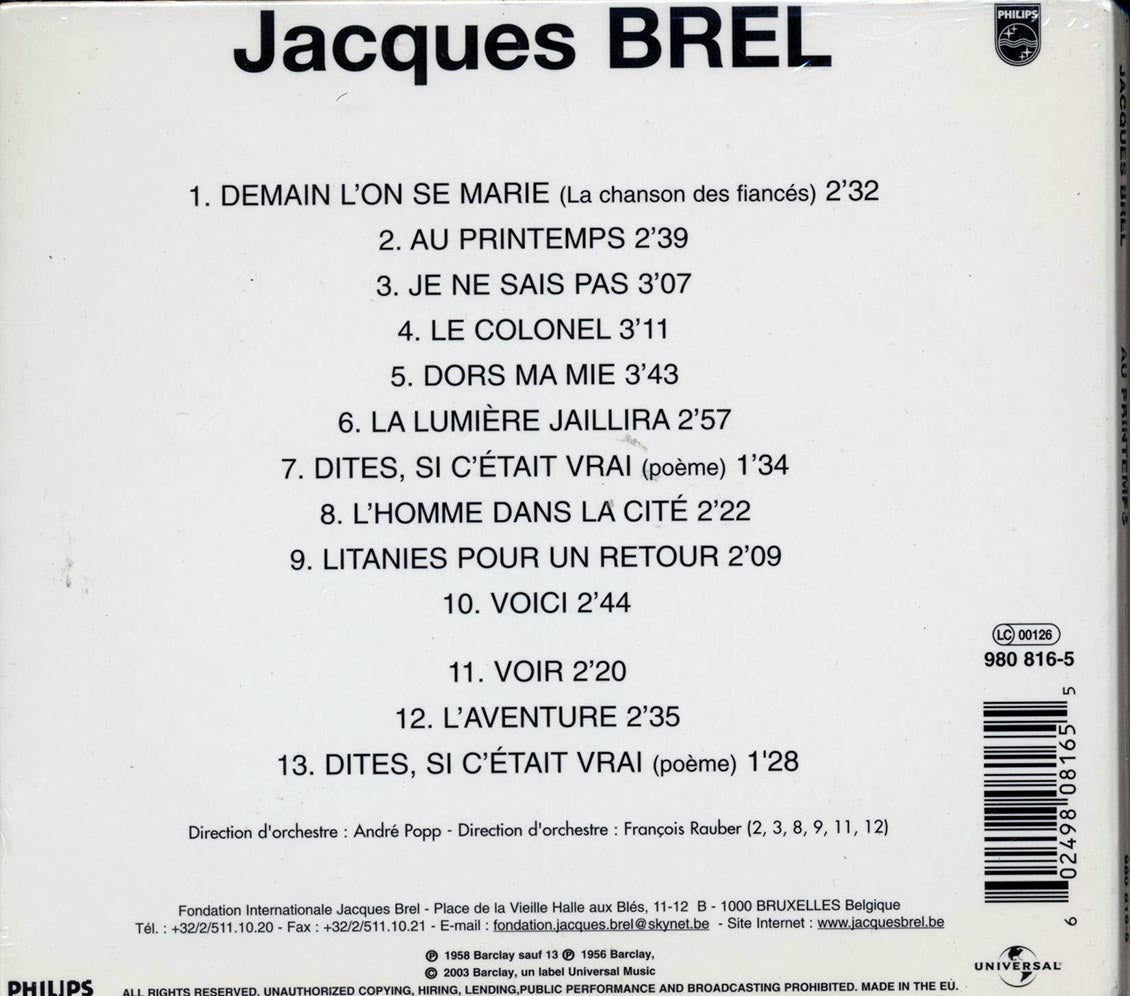 Jacques Brel - Au Printemps