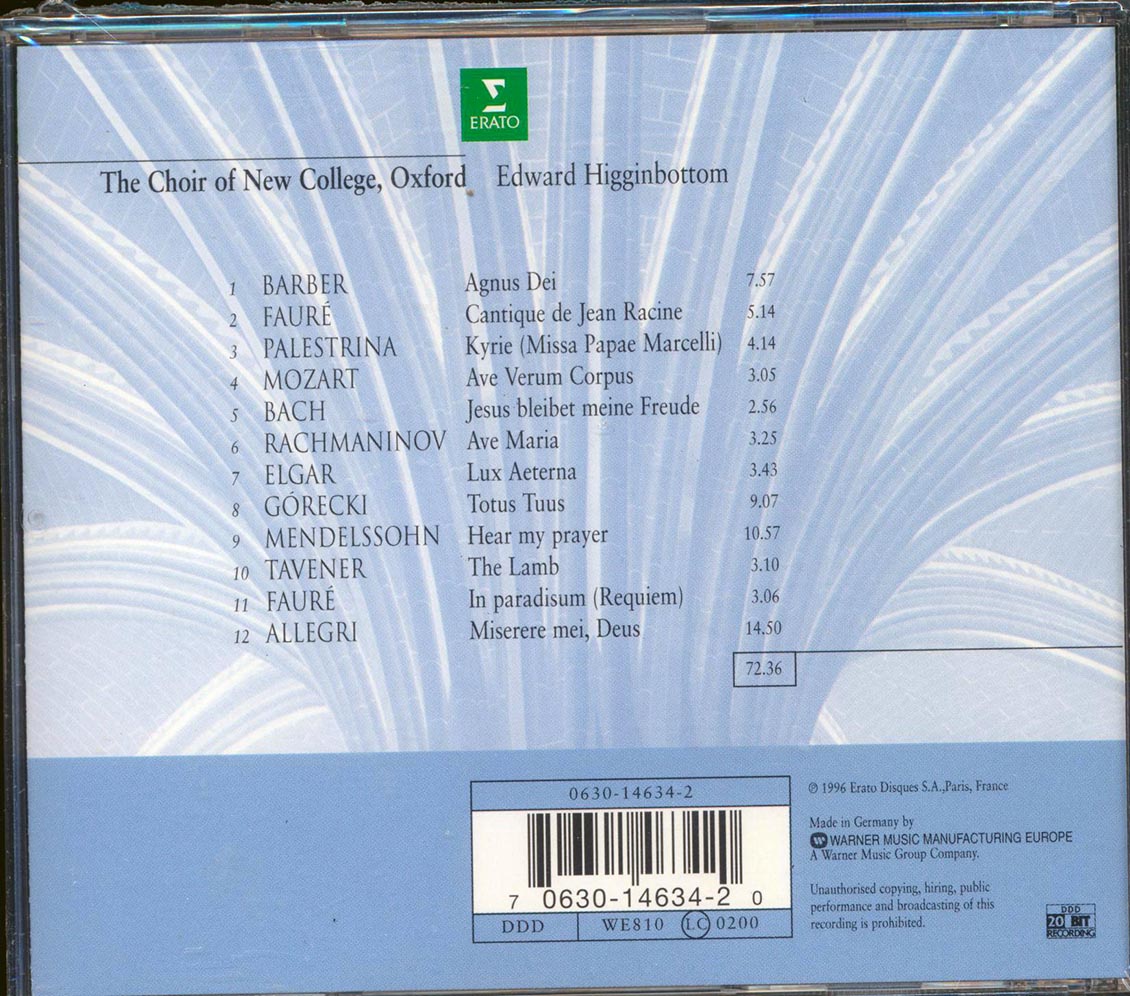The Choir Of New College Oxford, Edward Higginbottom - Agnus Dei: Music Of Inner Harmony