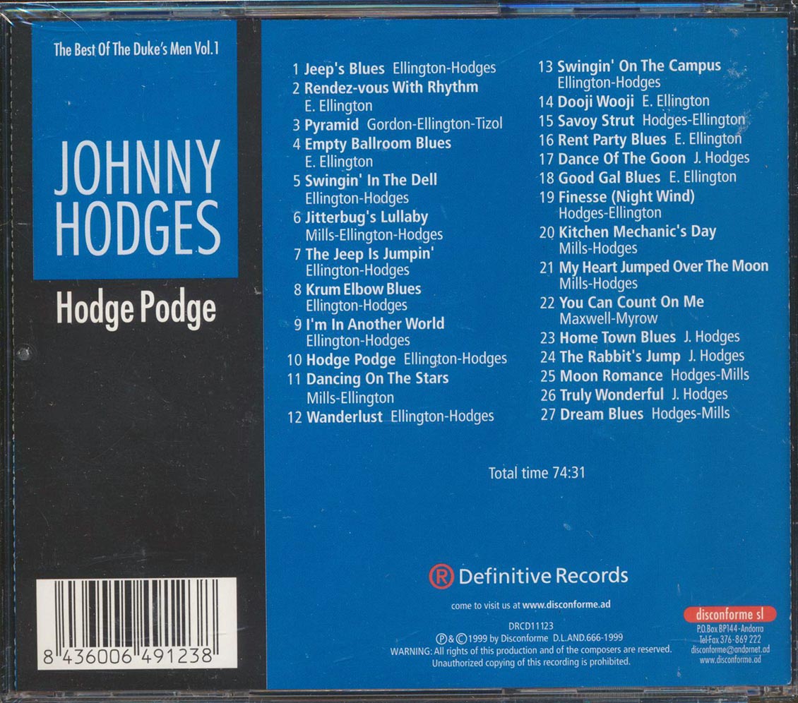 Johnny Hodges - Hodge Podge: The Best Of The Duke's Men Volume 1 (27 tracks)