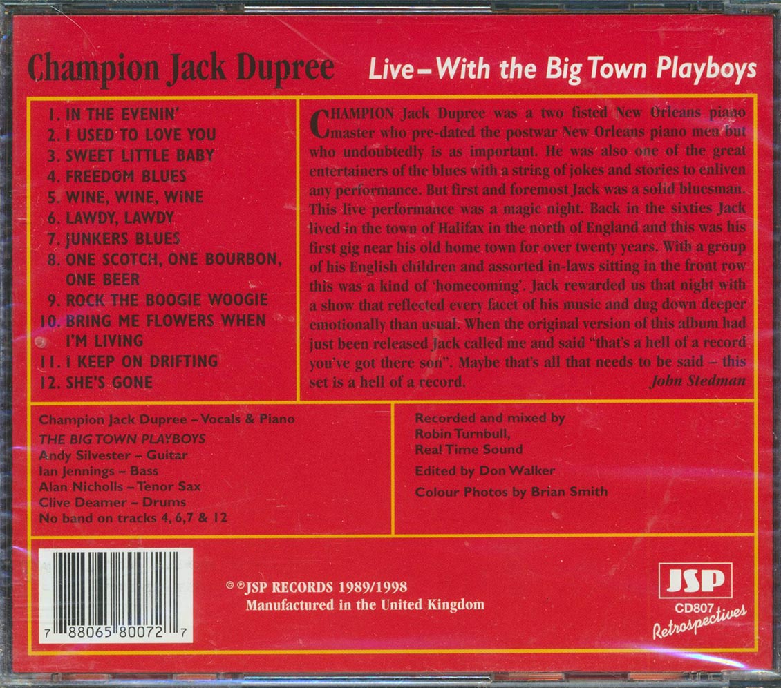Champion Jack Dupree - Live With The Big Town Playboys