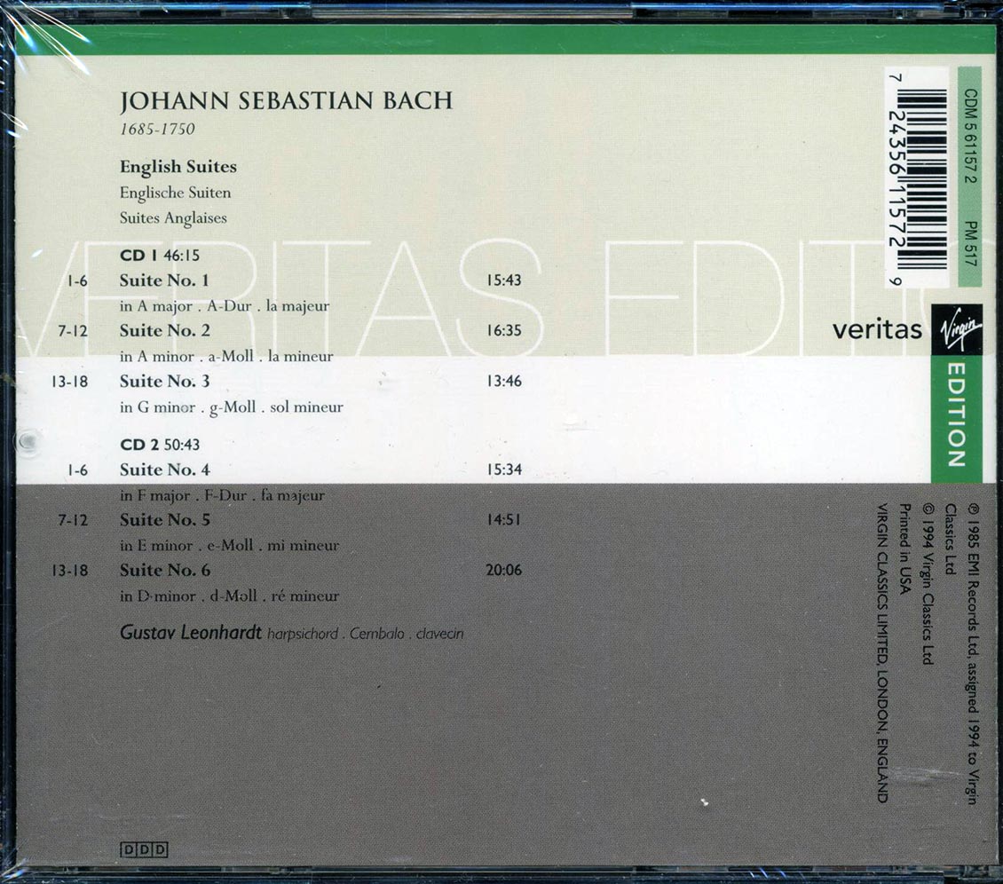 Bach, Gustav Leonhardt - 6 English Suites (2xCD)