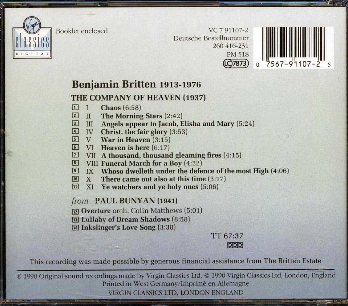Britten, London Philharmonic Choir, Enlish Chamber Orchestra, Philip Brunelle - The Company Of Heaven; Paul Bunyan