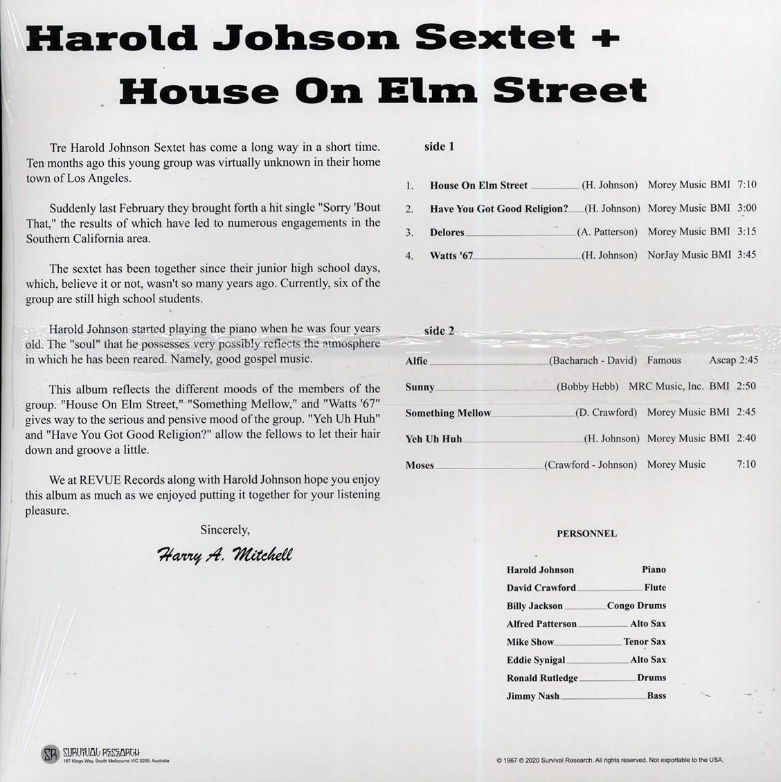 Harold Johnson Sextet - House On Elm Street