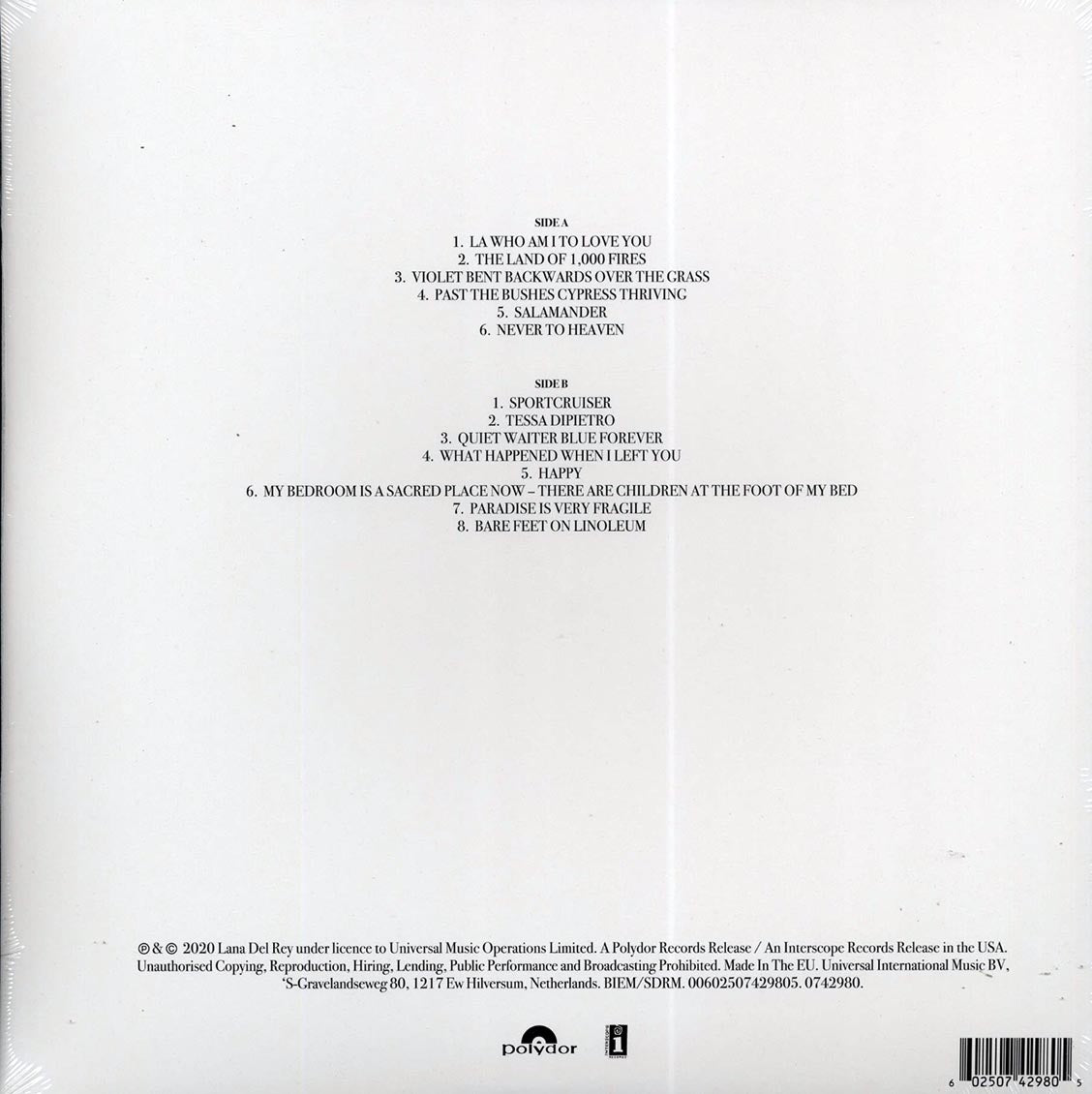 Lana Del Rey - Violet Bent Backwards Over The Grass (180g)