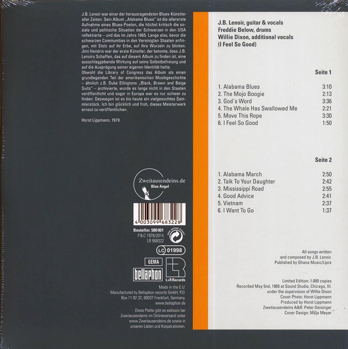 JB Lenoir - Alabama Blues (ltd. ed.) (180g)