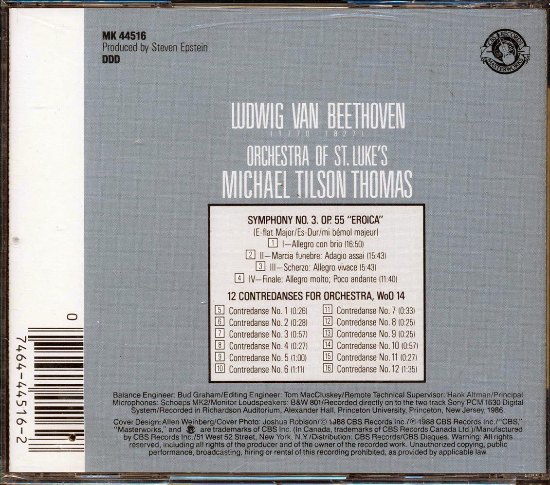 Beethoven, Orchestra Of St. Luke's, Michael Tilson Thomas - Symphony No. 3 Eroica 12 Contredanses