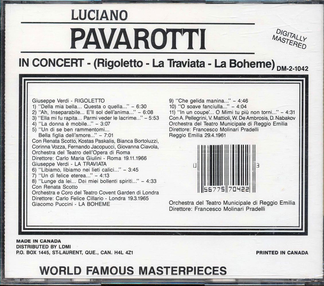 Luciano Pavarotti - In Concert: Rigoletto La Traviata La Boheme