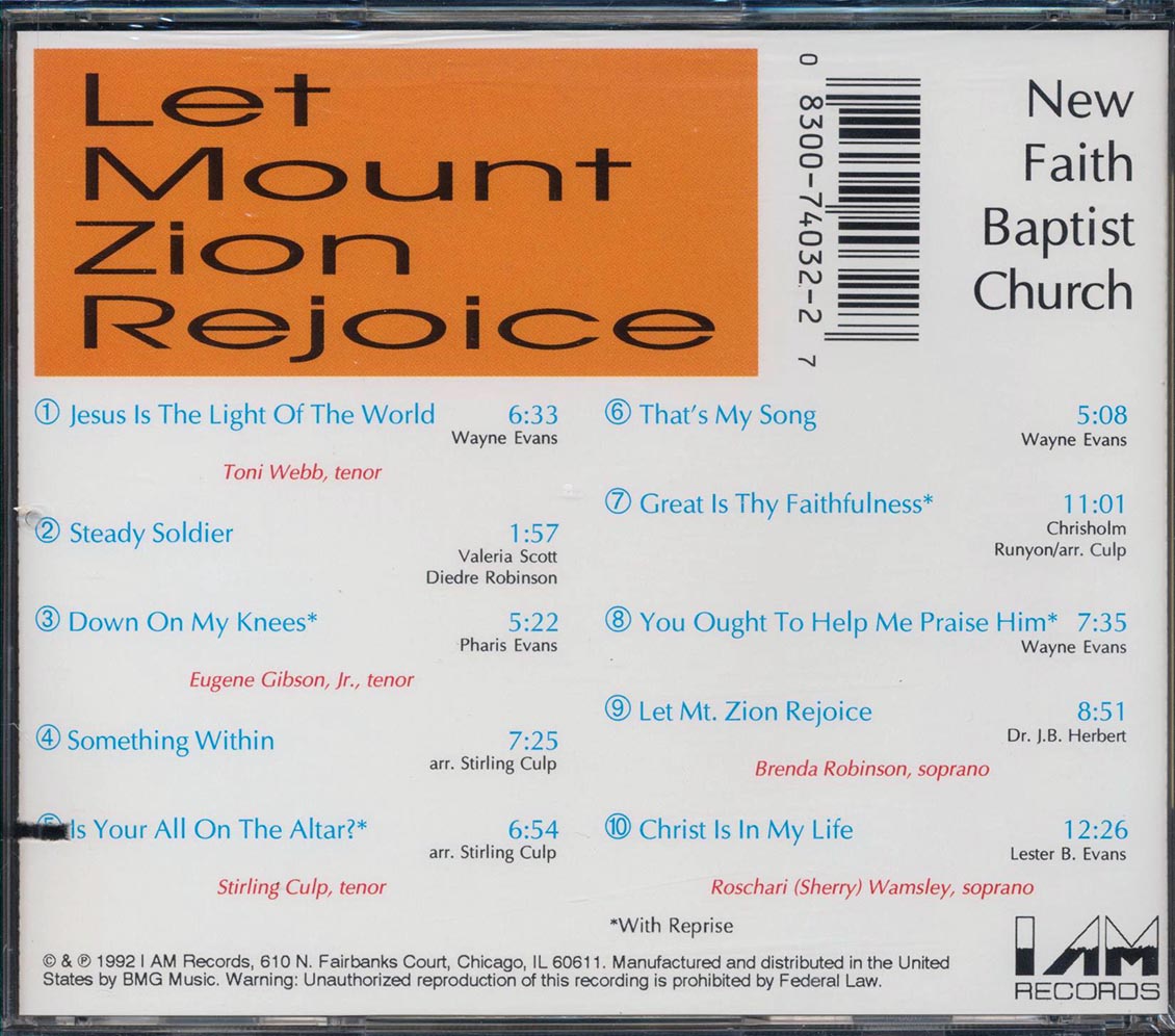 The New Faith Baptist Church Adult Choir - Let Mount Zion Rejoice (marked/ltd stock)