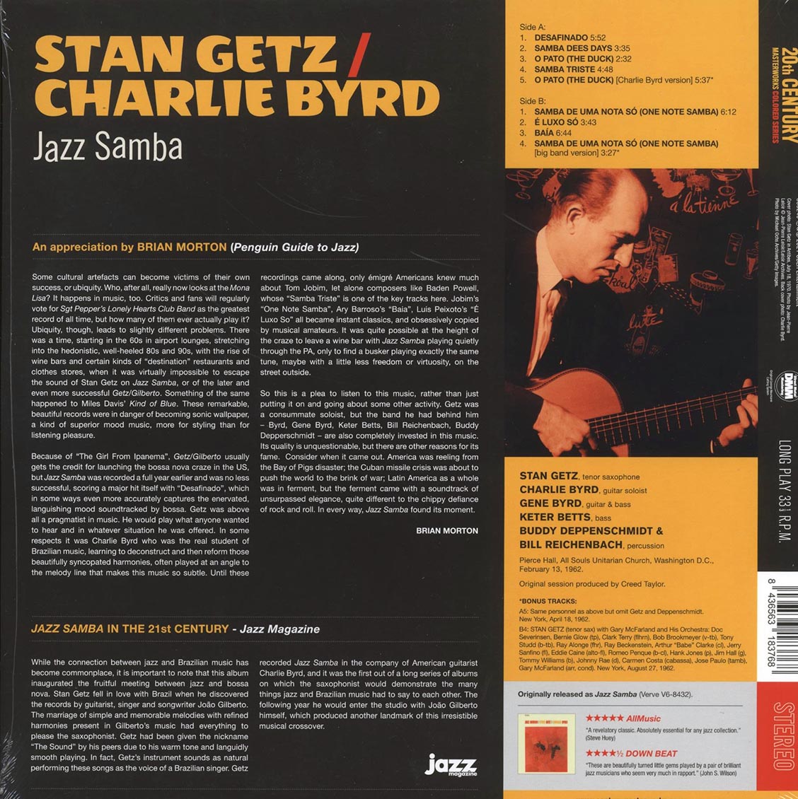 Stan Getz, Charlie Byrd - Jazz Samba (+ 3 bonus tracks) (DMM) (ltd. ed.) (180g) (orange vinyl)