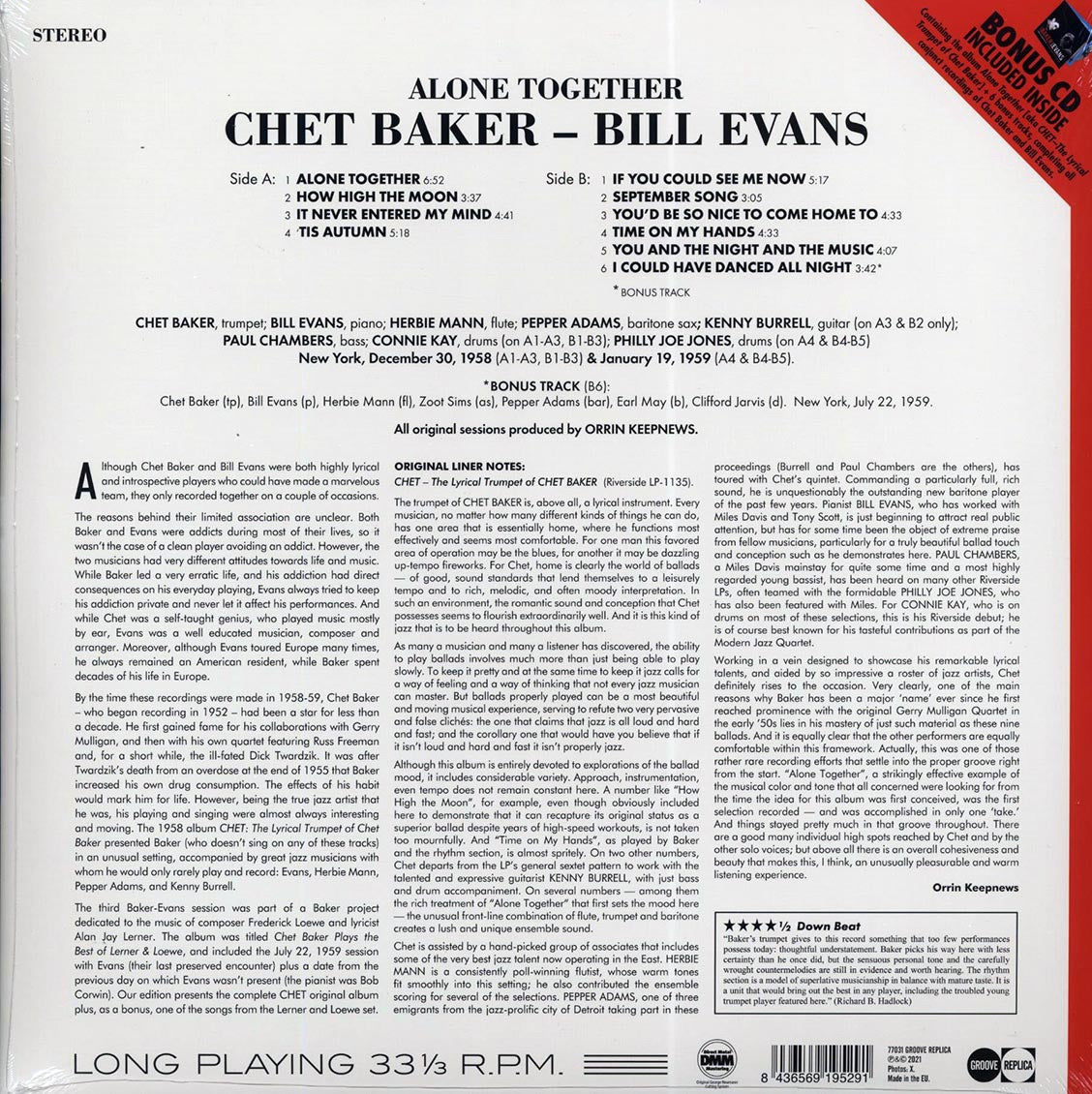 Chet Baker, Bill Evans - Alone Together (+ 7 bonus tracks) (DMM) (ltd. ed.) (incl. CD)