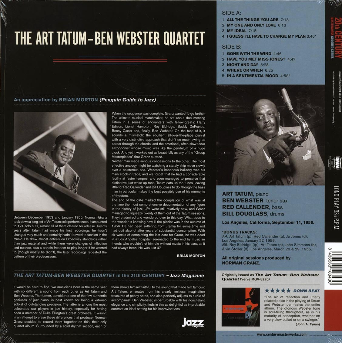 The Art Tatum-Ben Webster Quartet - The Art Tatum-Ben Webster Quartet (+ 3 bonus tracks) (DMM) (ltd. ed.) (180g) (red vinyl)