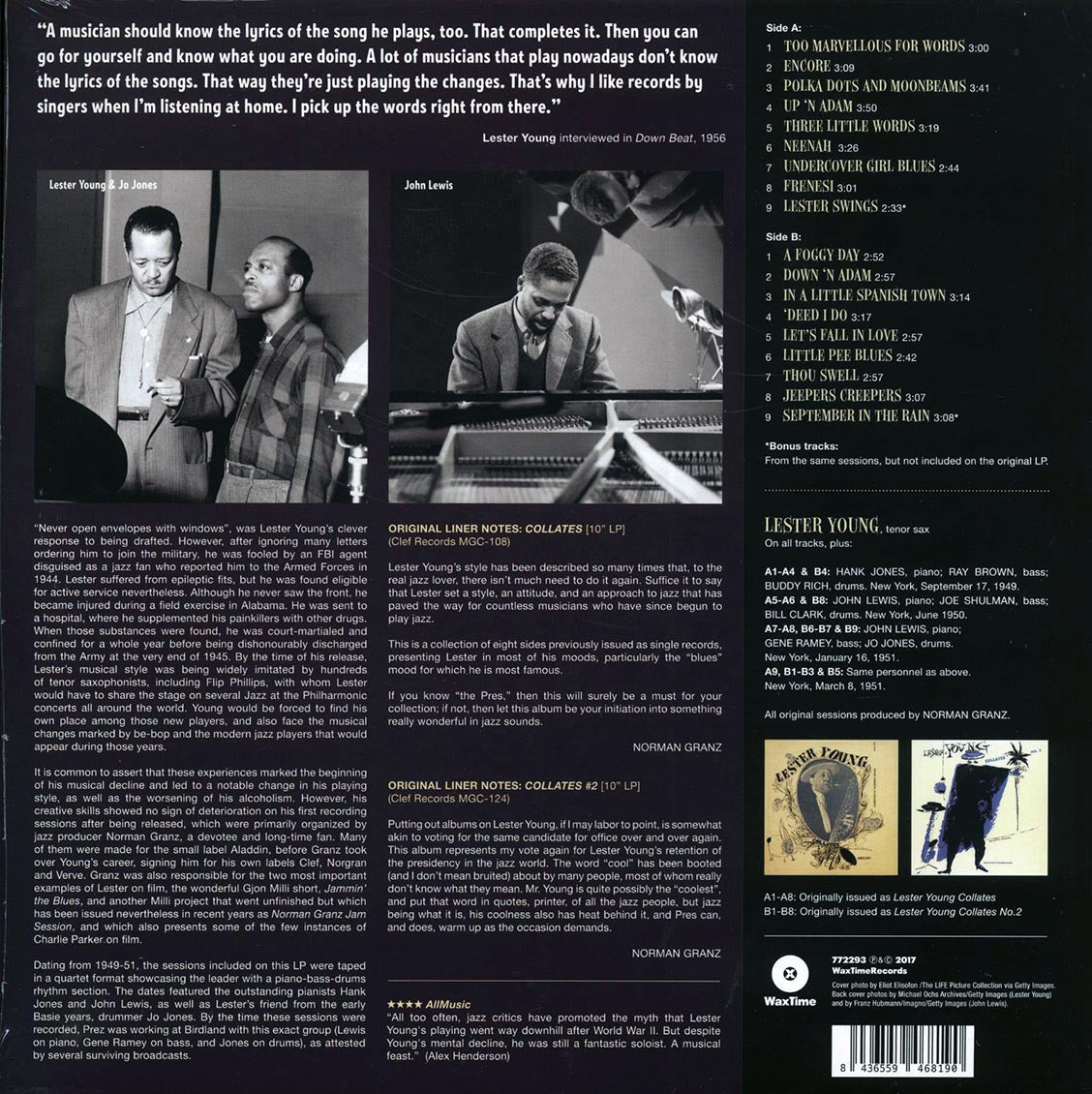 Lester Young Quartet - Collates (+ 3 bonus tracks) (ltd. ed.) (180g)