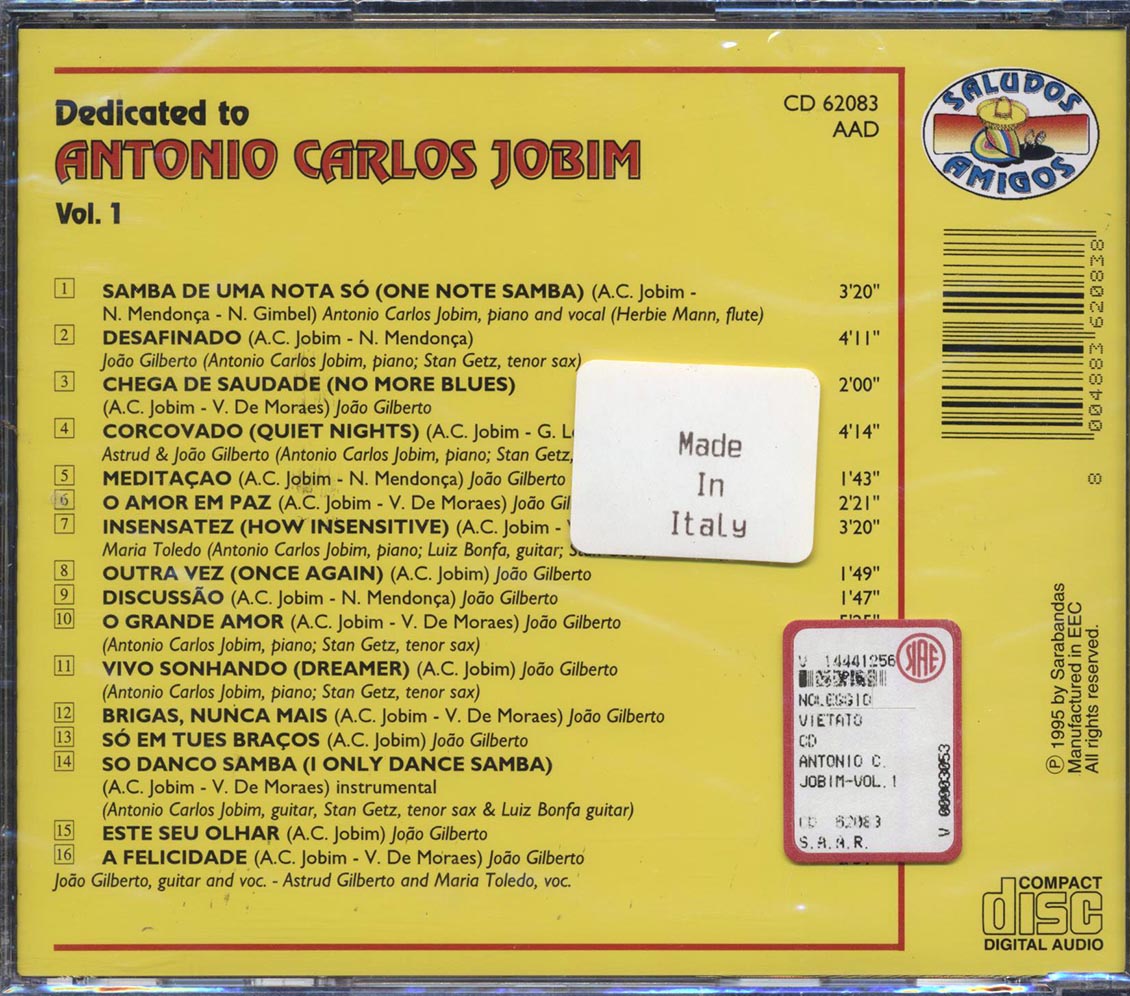 Herbie Mann, Antonio Carlos Jobim, Joao Gilberto, Etc. - Dedicated To Antonio Carlos Jobim Volume 1