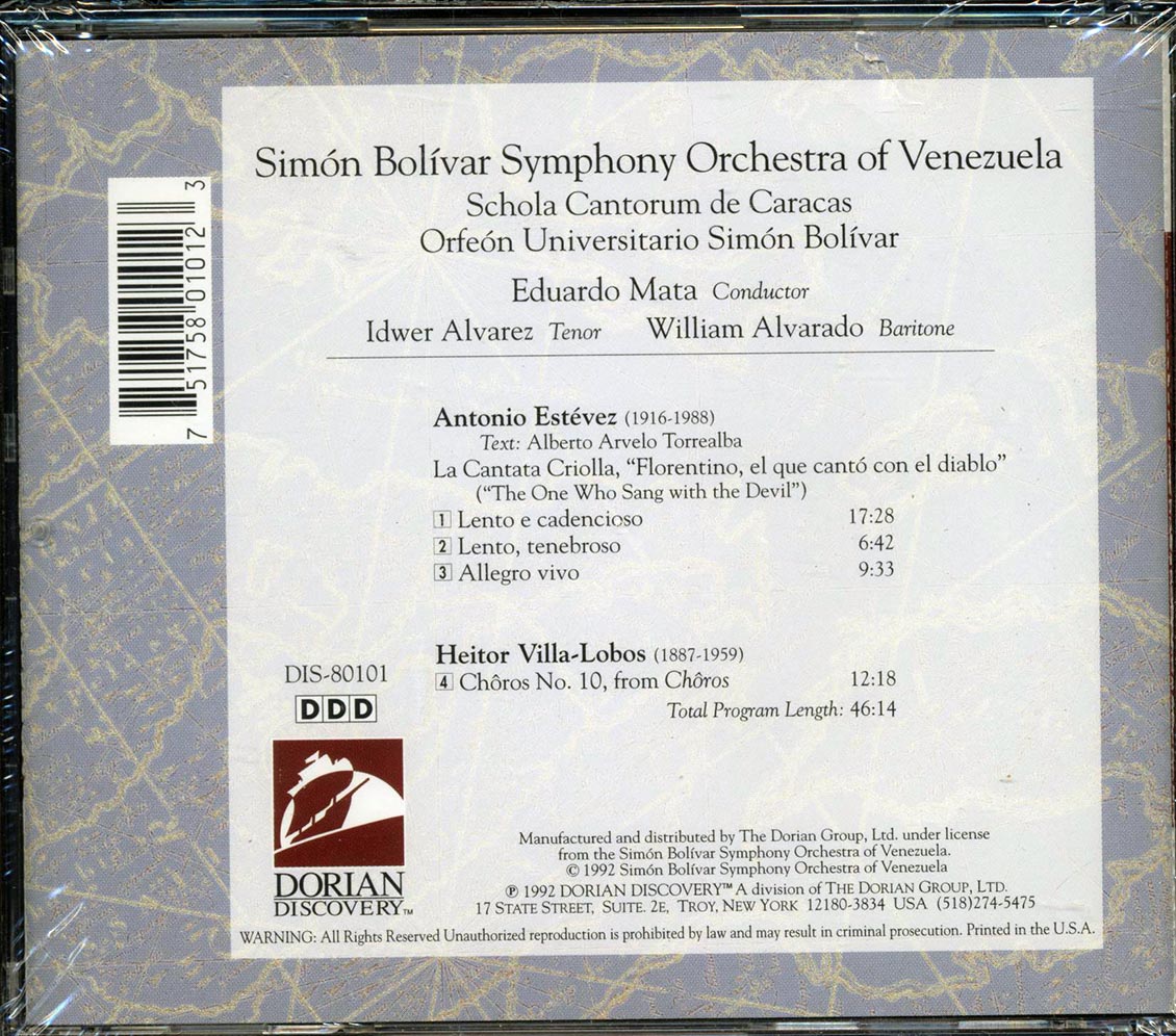 Simon Bolivar Symphony Orchestra Of Venezuela, Eduardo Mata - Estevez: La Cantata Criollo / Villa-Lobos: Choros No. 10