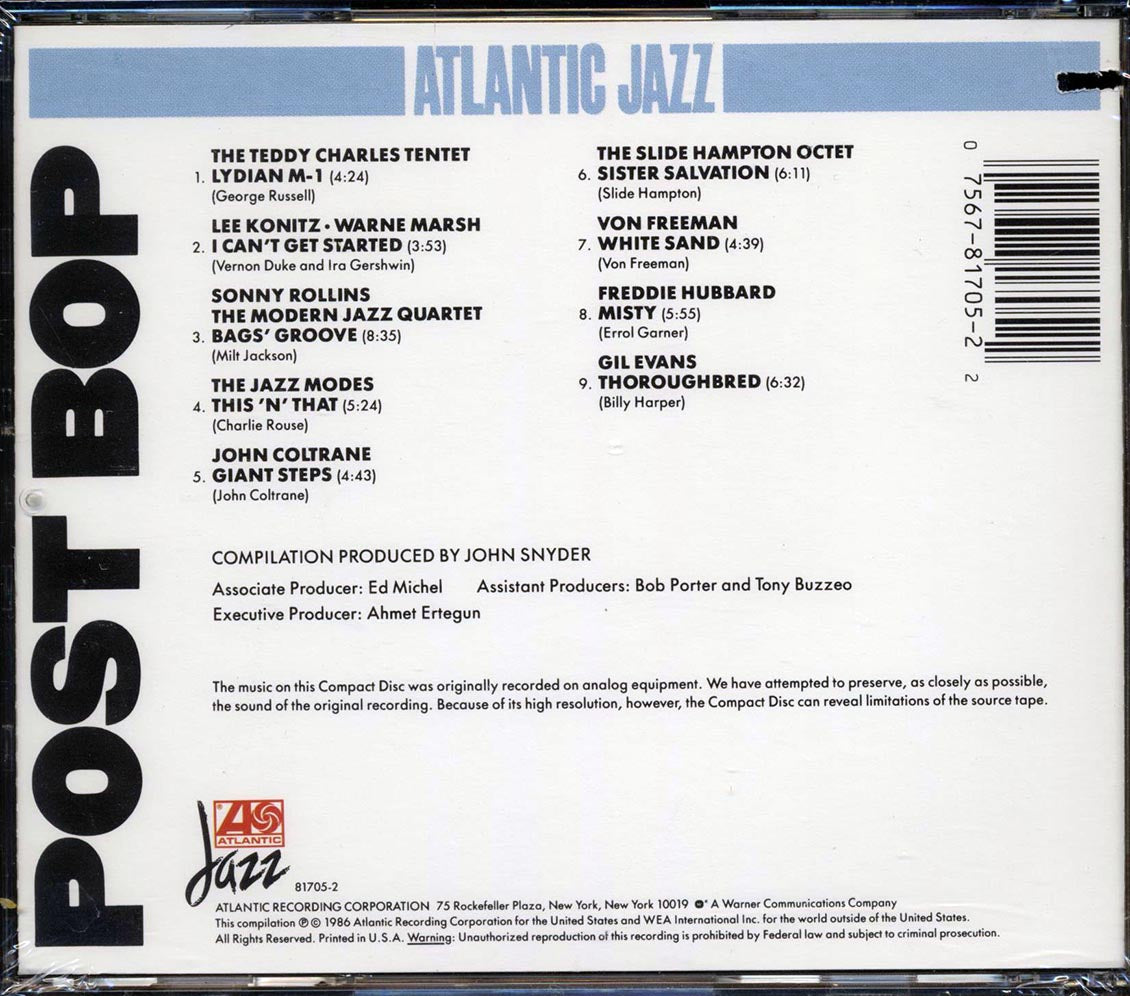 Lee Konitz, John Coltrane, Gil Evans, Etc. - Atlantic Jazz: Post Bop (marked/ltd stock)