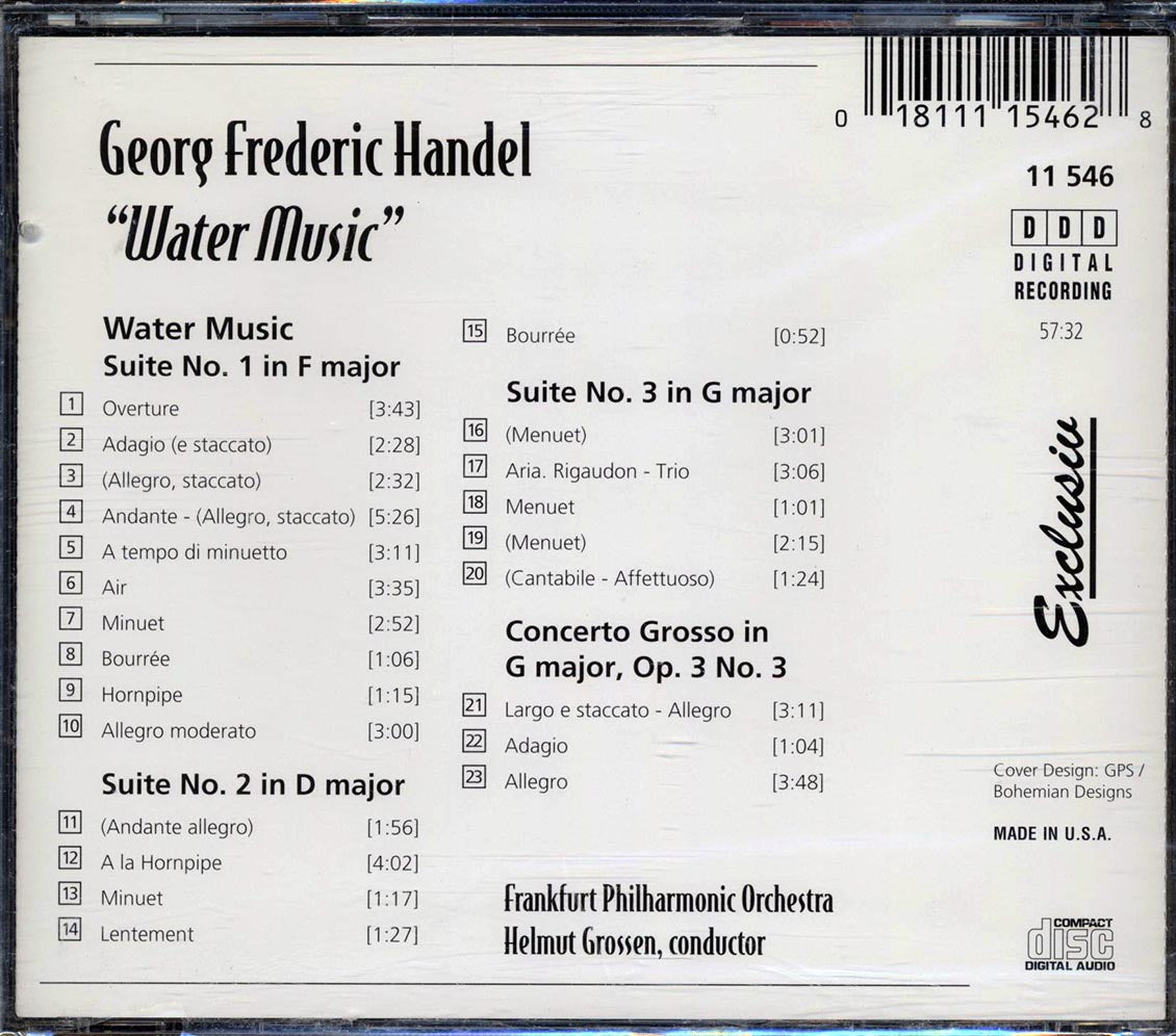 George Frederic Handel, Frankfurt Philharmonic Orchestra, Helmut Grossen - Water Music