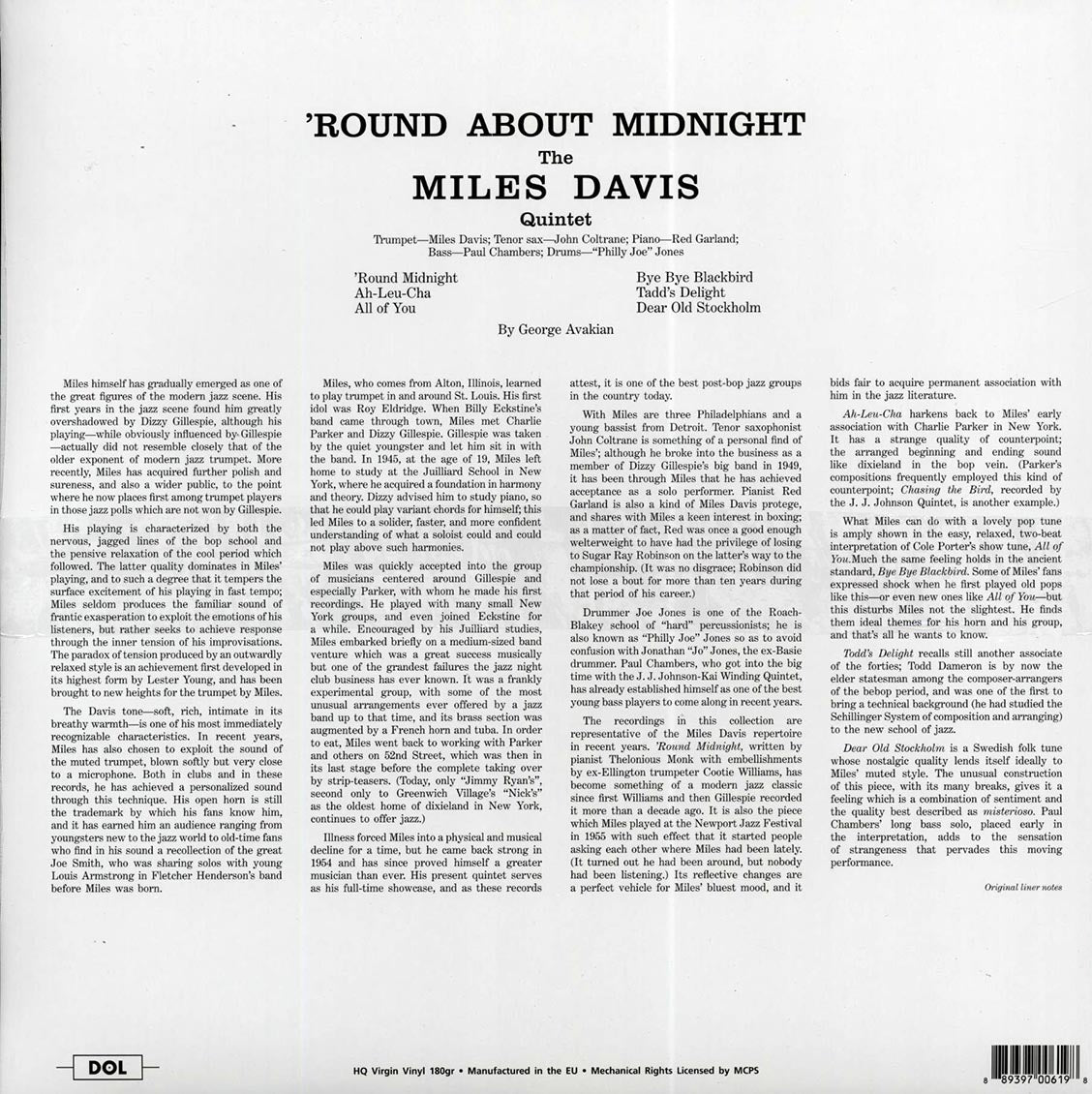 Miles Davis - Round About Midnight (180g) (blue vinyl)