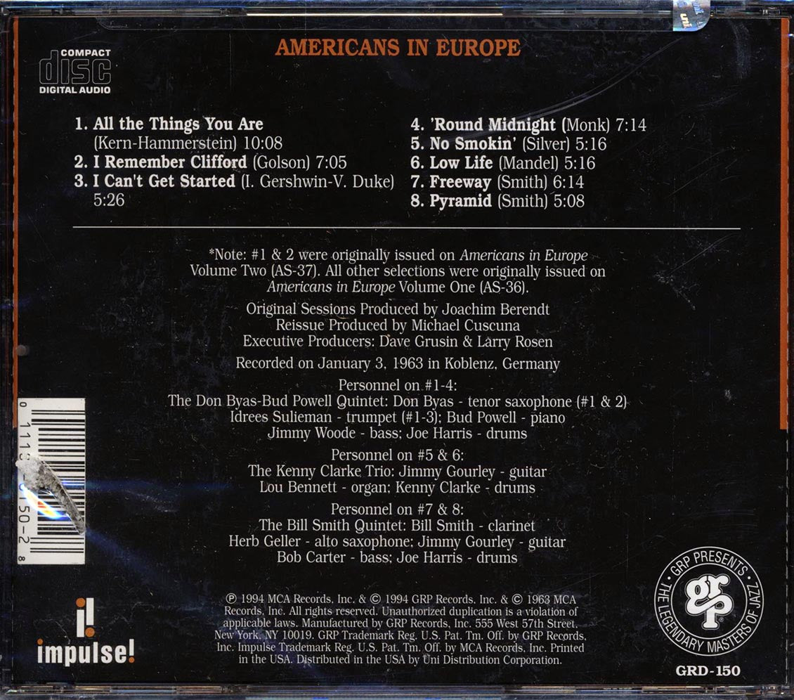 Kenny Clarke, Lou Bennett, Bud Powell, Don Byas, Etc. - Americans In Europe (marked/ltd stock)