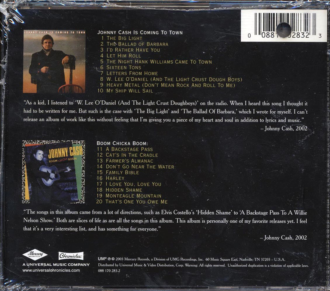 Johnny Cash - Johnny Cash Is Coming To Town + Boom Chicka Boom (marked/ltd stock)