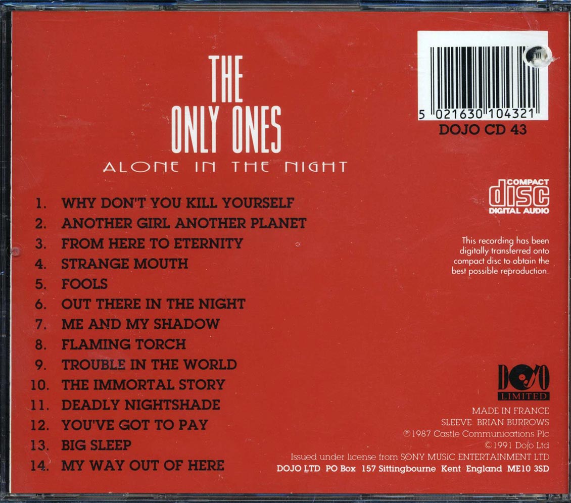 The Only Ones - Alone In The Night (marked/ltd stock)