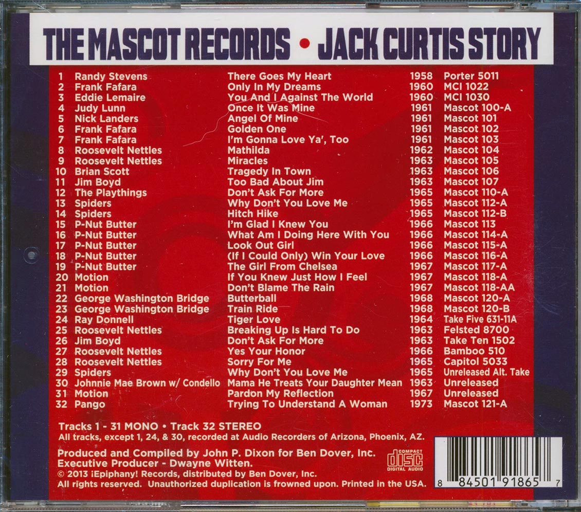 Randy Stevens, Frank Fafara, Judy Lunn, Etc. - The Mascot Records: Jack Curtis Story (32 tracks)