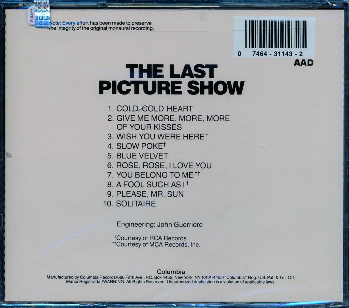 Tony Bennett, Lefty Frizzell, Jo Stafford, Etc. - The Last Picture Show: Original Soundtrack Recording