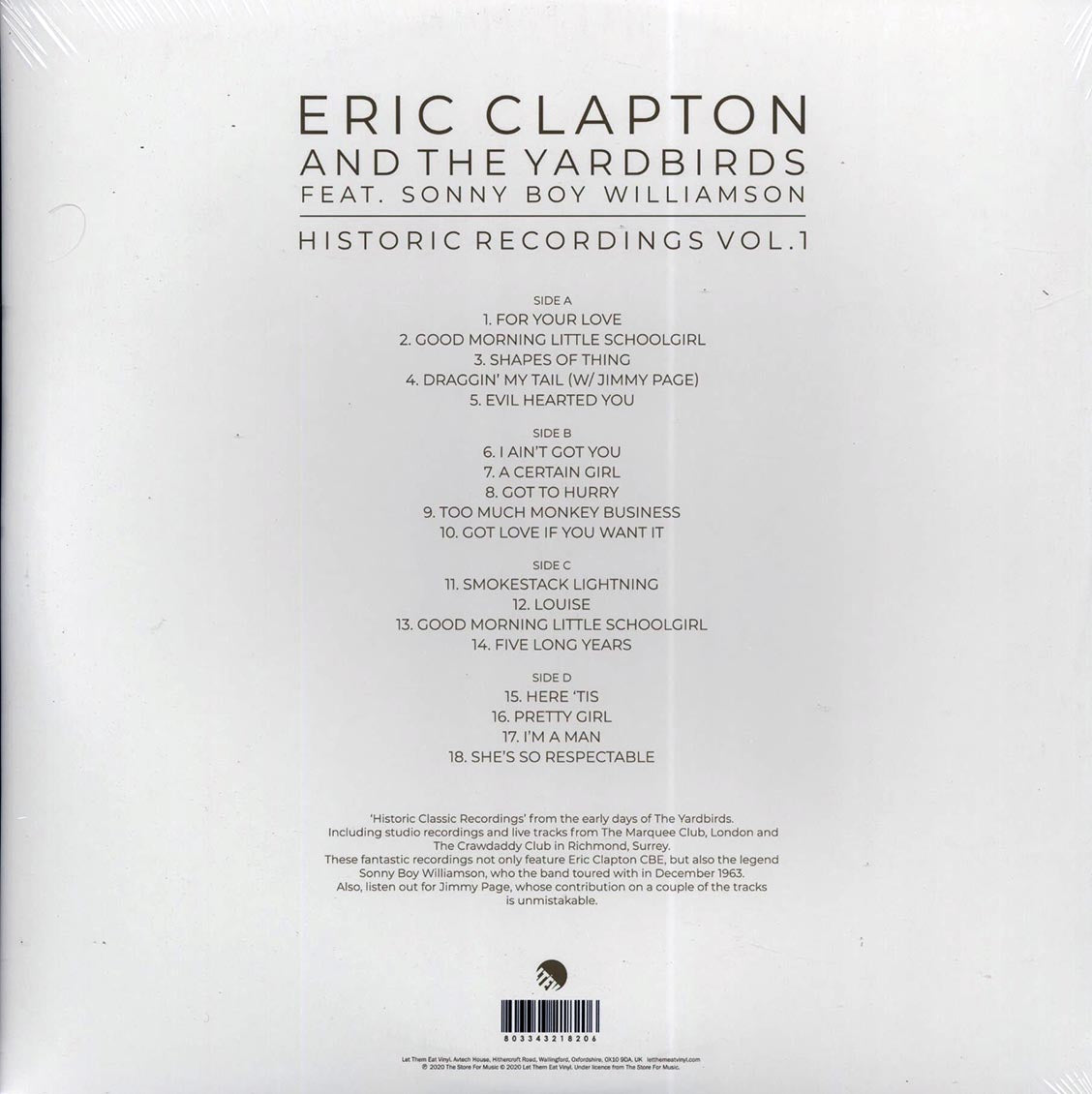 Eric Clapton & The Yardbirds, Sonny Boy Williamson - Historic Recordings Volume 1 (2xLP)