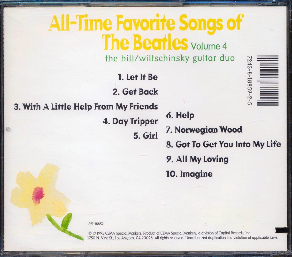 The Hill Wiltschinsky Guitar Duo - All Time Favorite Songs Of The Beatles Volume Four (marked/ltd stock)
