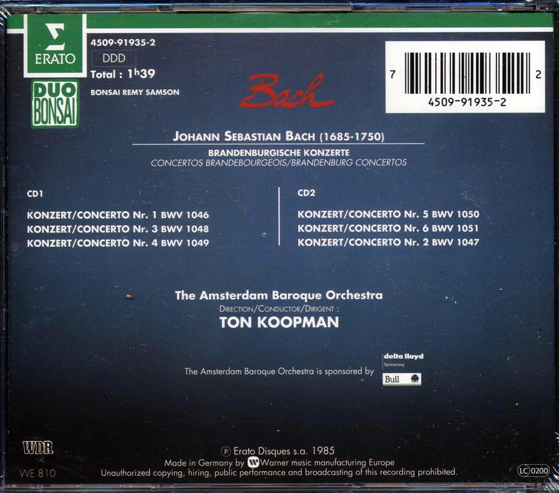 Bach, Ton Koopman - Brandenburgische Konzerte (2xCD)