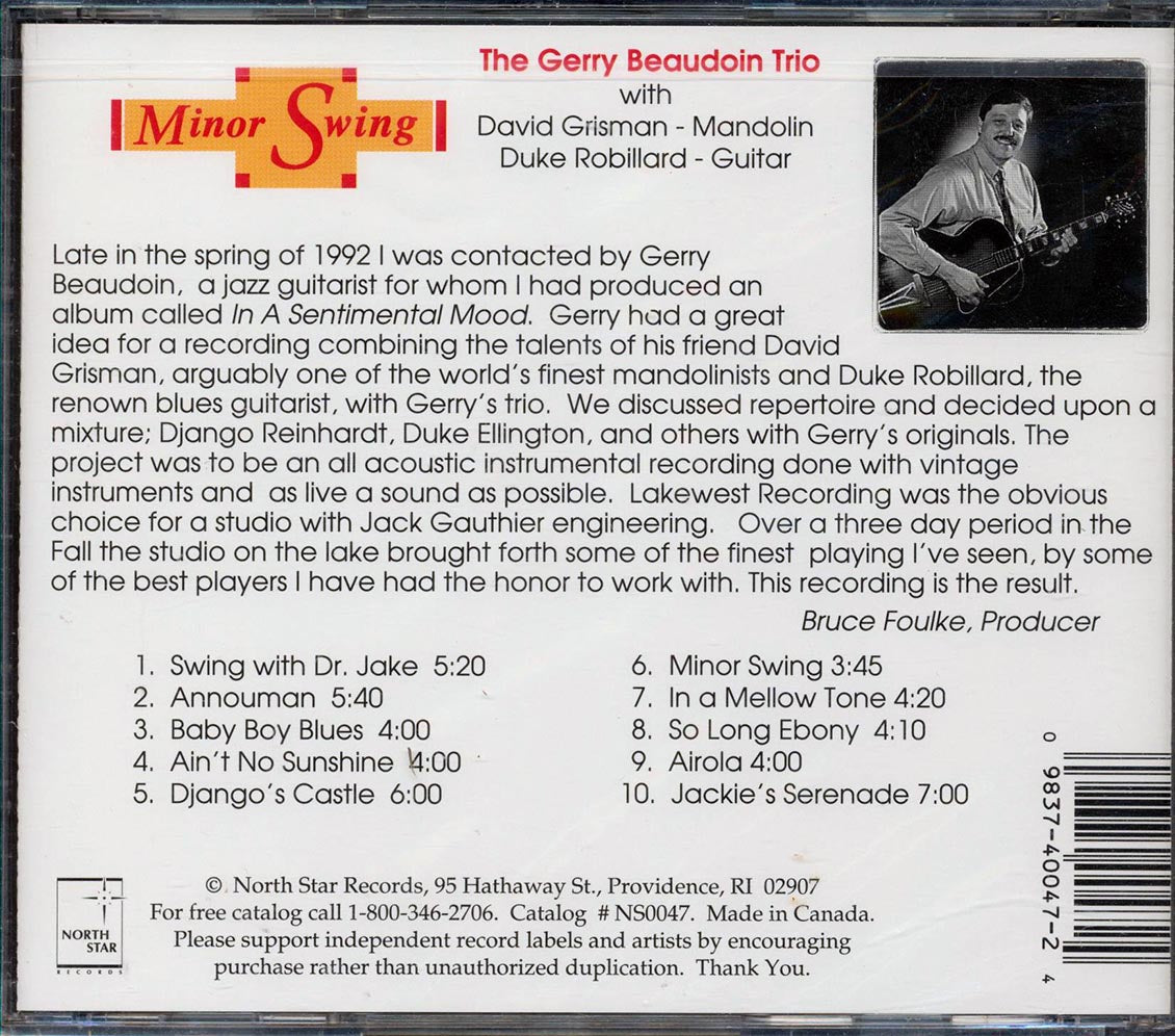 Gerry Beaudoin Trio With David Grisman And Duke Robillard - Minor Swing