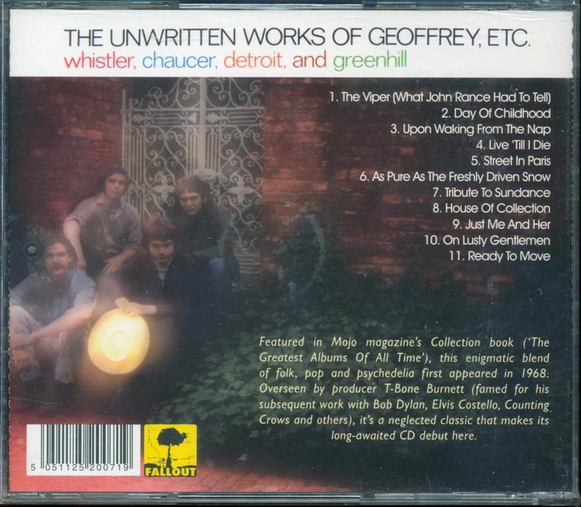 Whistler, Chaucer, Detroit, And Greenhill - The Unwritten Works Of Geoffrey, Etc