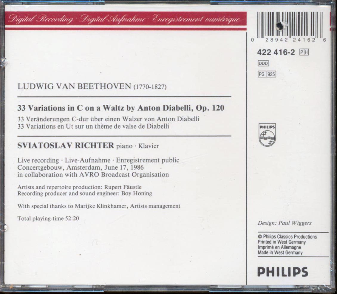 Beethoven, Sviatoslav Richter - Diabelli Variationen (marked/ltd stock)