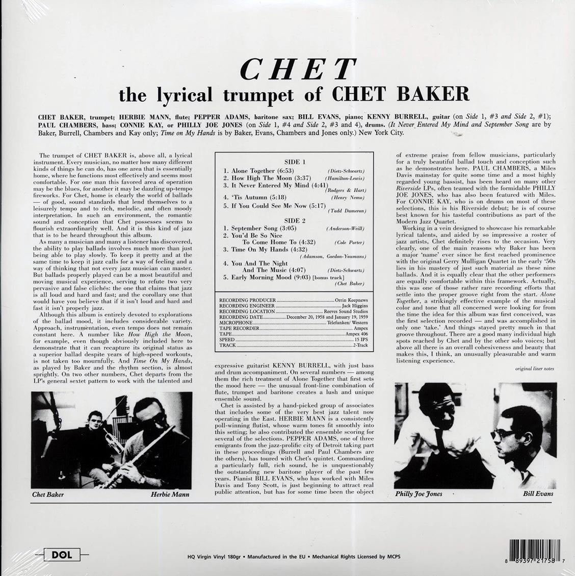 Chet Baker - The Lyrical Trumpet Of Chet Baker (180g)