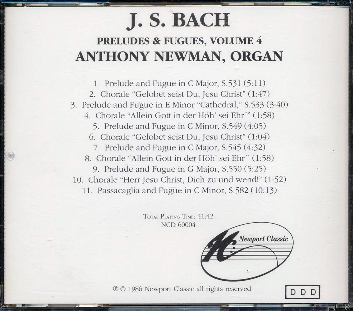 Bach, Anthony Newman - Bach: Preludes & Fugues For Organ Volume 4