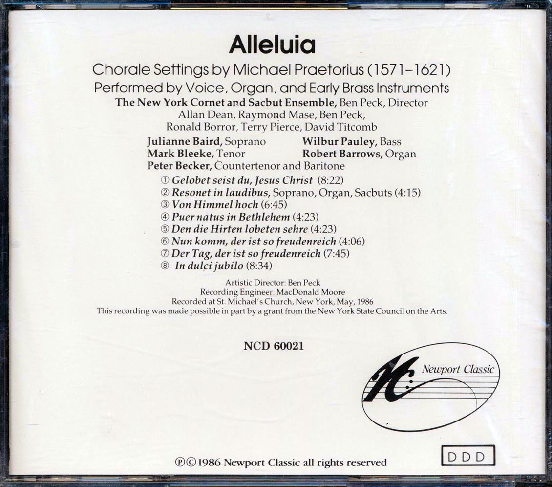 Michael Praetorius, The New York Cornet & Sacbut Ensemble, Julianne Baird, Wilbur Pauley, Mark Bleeke, Robert Barrows, Peter Becker - Alleluia