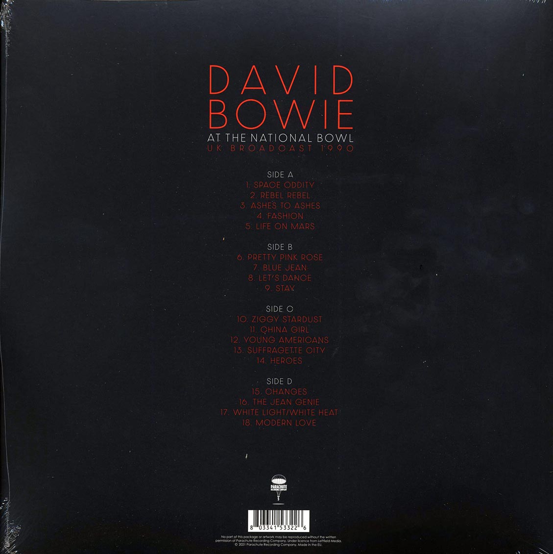 David Bowie - At The National Bowl UK Broadcast 1990: Milton Keynes, England, August 5th 1990 (2xLP)