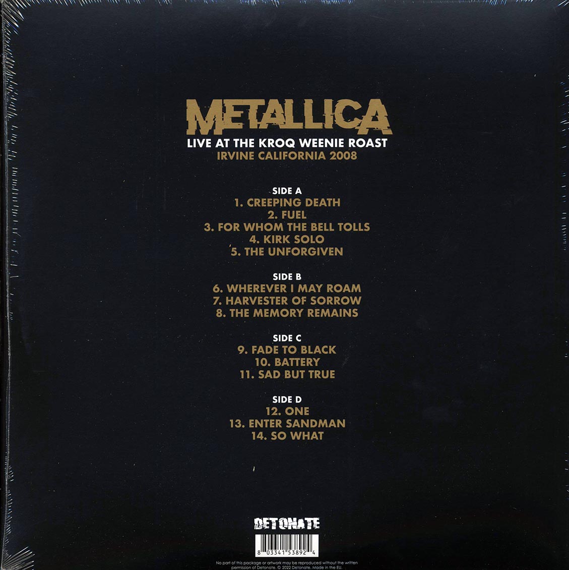 Metallica - Live At The KROQ Weenie Roast, Irvine, California 2008 (2xLP) (clear vinyl)