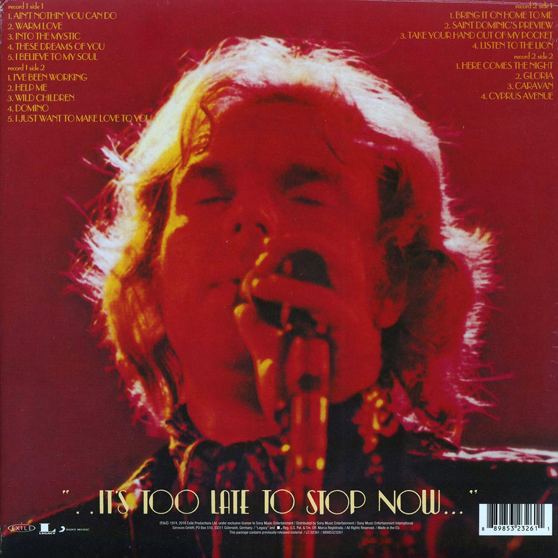 Van Morrison - It's Too Late To Stop Now Volume 1 (2xLP) (remastered)