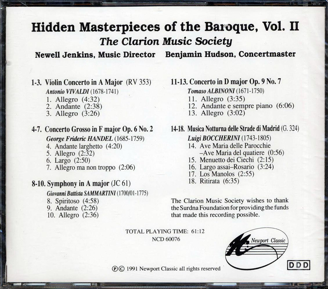 Vivaldi, Handel, Albinoni, Boccherini, The Clarion Music Society - Hidden Masterpieces Of The Baroque Volume 2