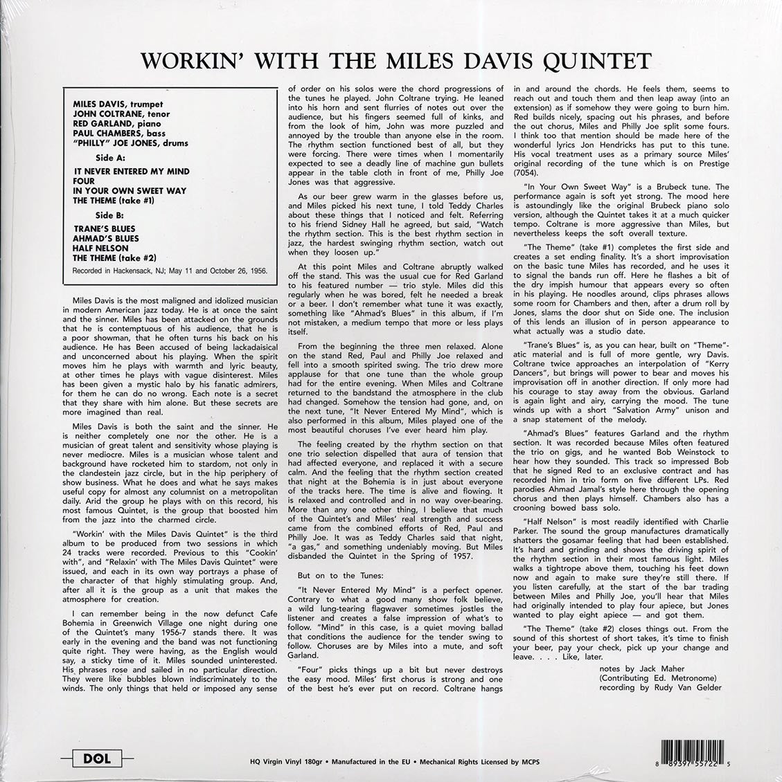 The Miles Davis Quintet - Workin' With The Miles Davis Quintet (180g)