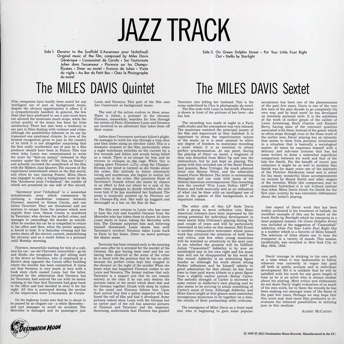 Miles Davis - Jazz Track (ltd. 500 copies made) (clear vinyl)