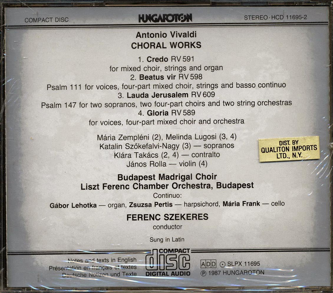 Vivaldi, Budapest Madrigal Choir, Liszt Ferenc Chamber Orchestra, Ferenc Szekeres - Choral Works