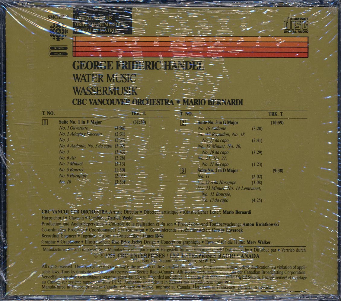 Georg Friedrich Handel, Mario Bernardi, CBC Vancouver Orchestra - Water Music