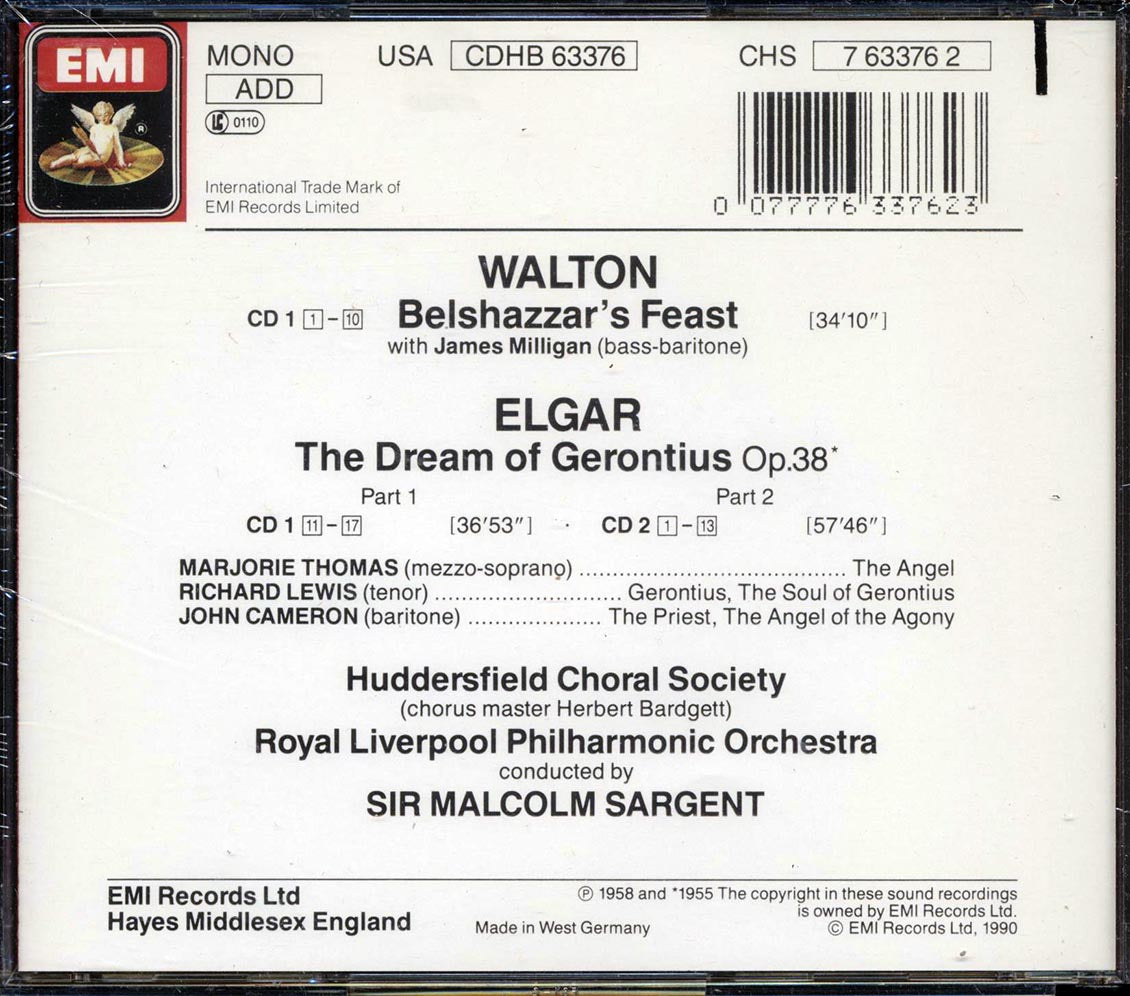 Elgar, Richard Lewis, Marjorie Thomas, John Cameron, Walton, Royal Liverpool Philharmonic Orchestra, Etc. - Belshazzar's Feast, The Dream Of Gerontius (30 tracks) (2xCD)