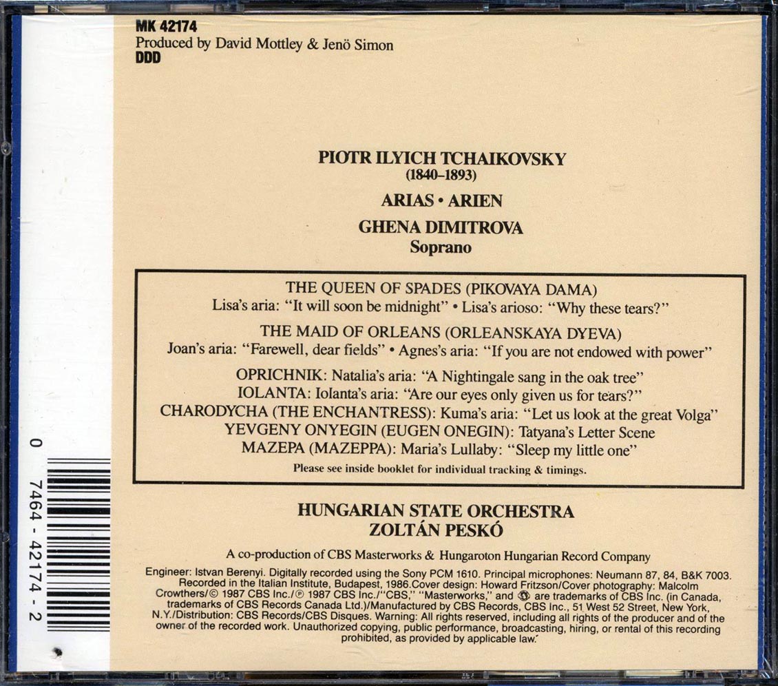 Tchaikovsky, Ghena Dimitrova, Hungarian State Orchestra, Zoltan Pesko - Arias