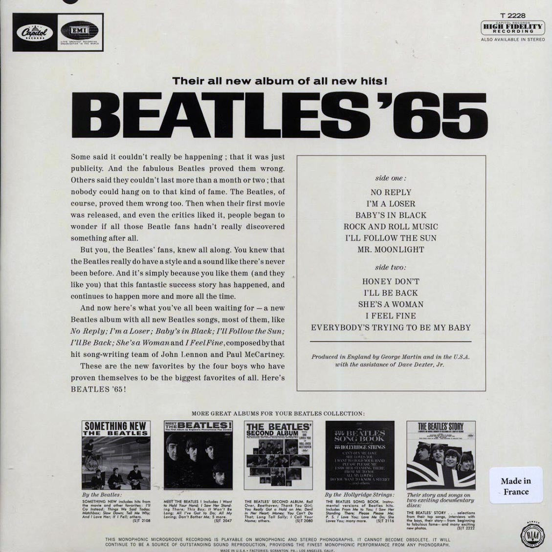 The Beatles - Beatles '65 (mono) (180g) (audiophile)