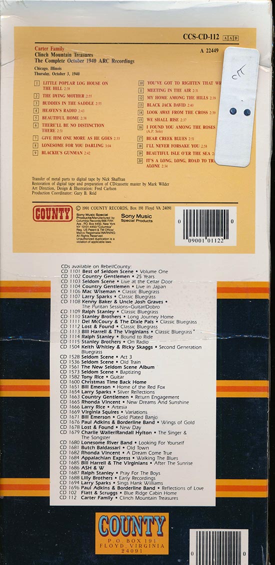 Carter Family - Clinch Mountain Treasures (orig. longbox packaging)